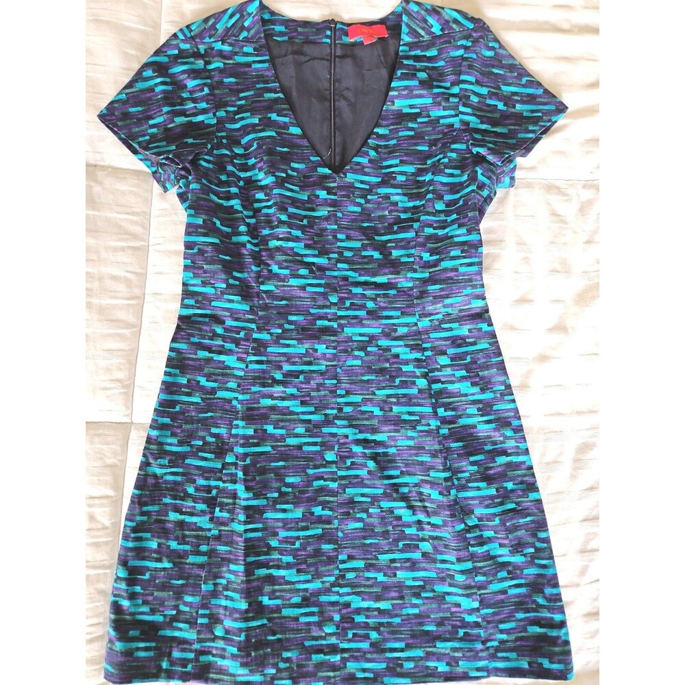 Lavia Italy Short Sleeve Sheath Dress Teal Purple Black Italy Size 46 US Size 10